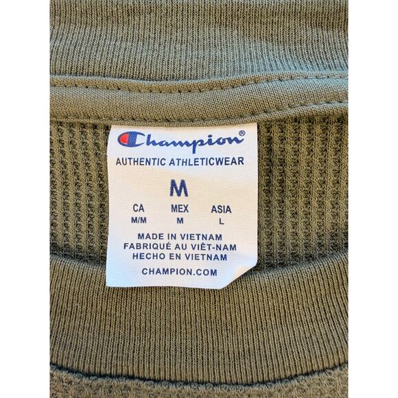 Champion Waffle Long Sleeve Shirt / Cargo Green / Mens Med *New w/Tag - Picture 3 of 10